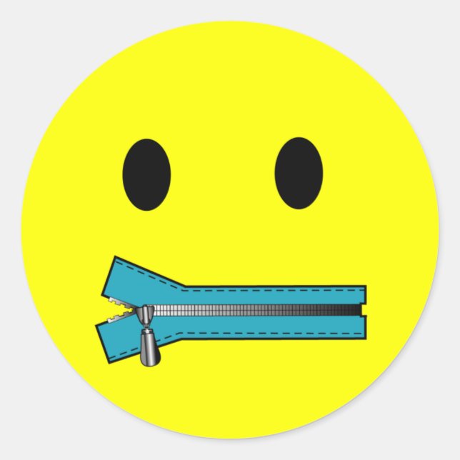 "zip it ANSIKTE STICKERS" Runt Klistermärke (Framsida)