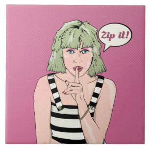 Zip it it tecknad bok stil poster kakelplatta