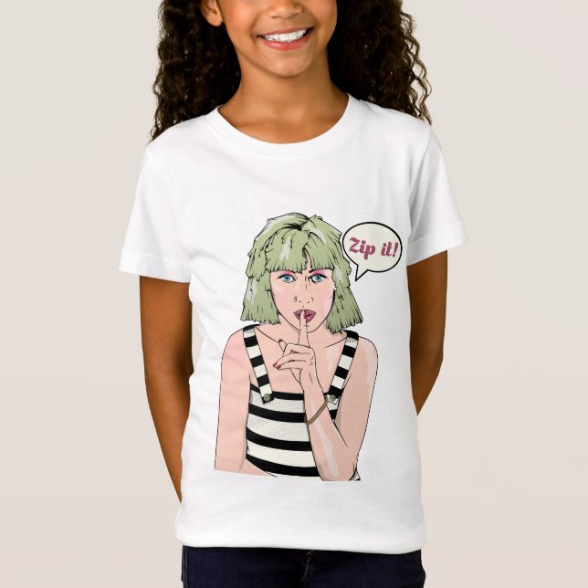 Zip it Pop Art-kvinna T Shirt (Framsida)