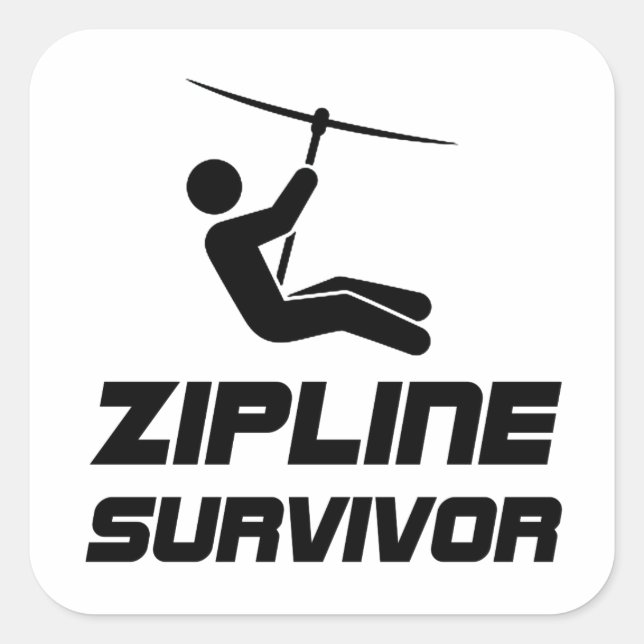 Zip Line Survivor Fyrkantigt Klistermärke (Framsida)