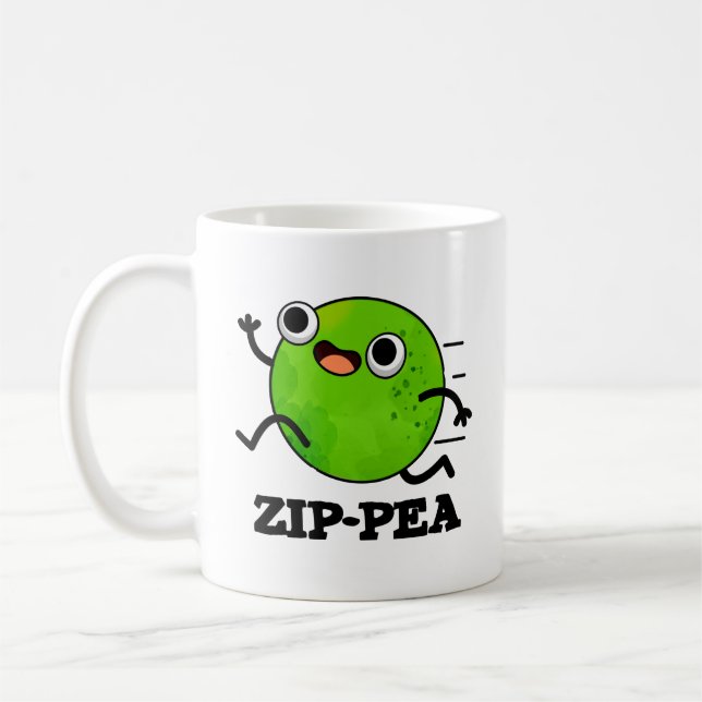 Zip-pea Funny Zippy Pea Pun Kaffemugg (Vänster)