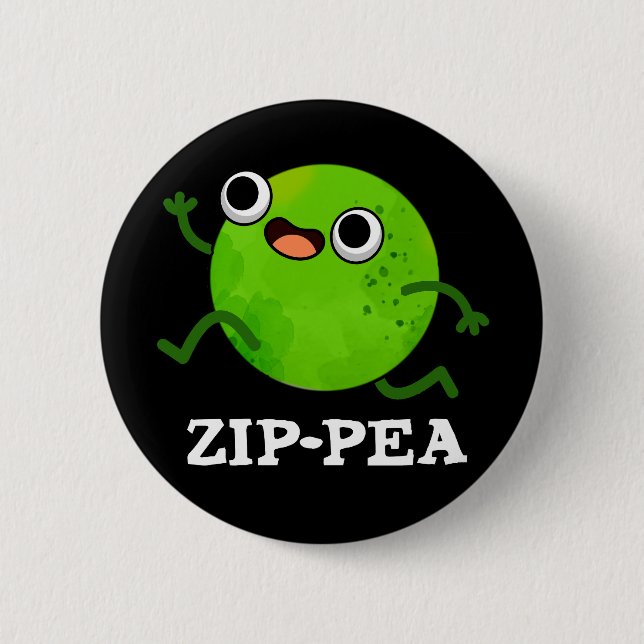 Zip-pea Funny Zippy Pea Pun Mörk BG Knapp (Framsida)