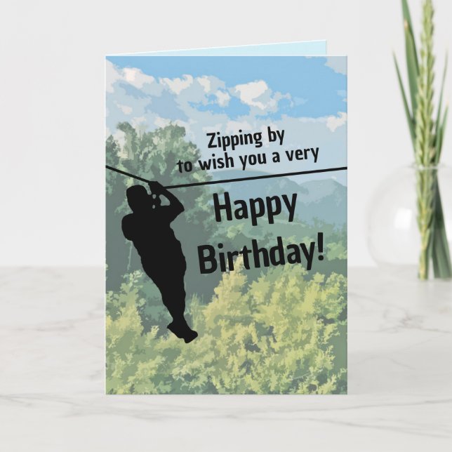 Zipline Äventyr Birthday Greeting Card Helgkort (Framsida)