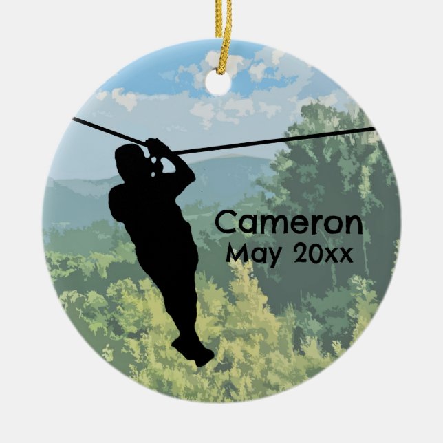 Zipline Äventyr Julgransprydnad Keramik (Framsidan)