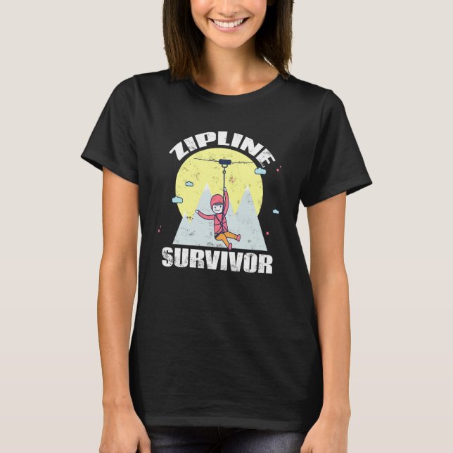 Zipline Survivor Extreme Zipline T Shirt (Framsida)