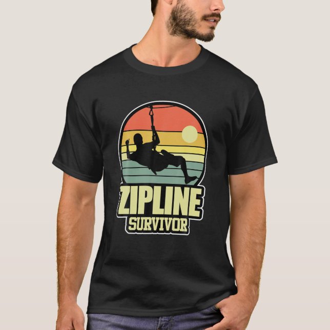 Zipline Survivor Ziplining Extreme Sports Resa T Shirt (Framsida)