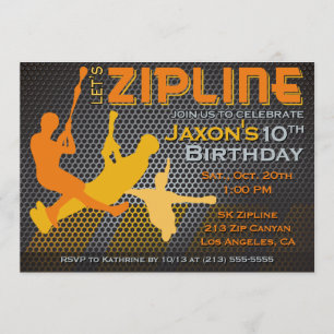 Ziplining Boys Birthday Call - Låt oss Zipline Inbjudningar