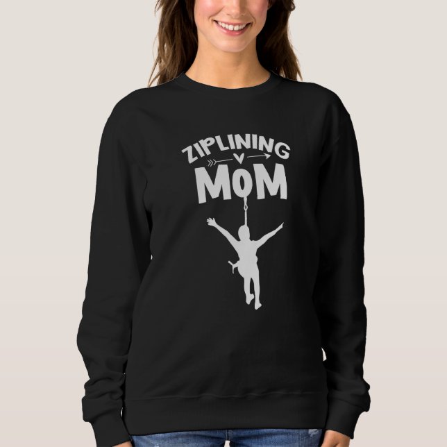 Ziplining Mamma Sports Hobby Zipline Ord Mor T Shirt (Framsida)