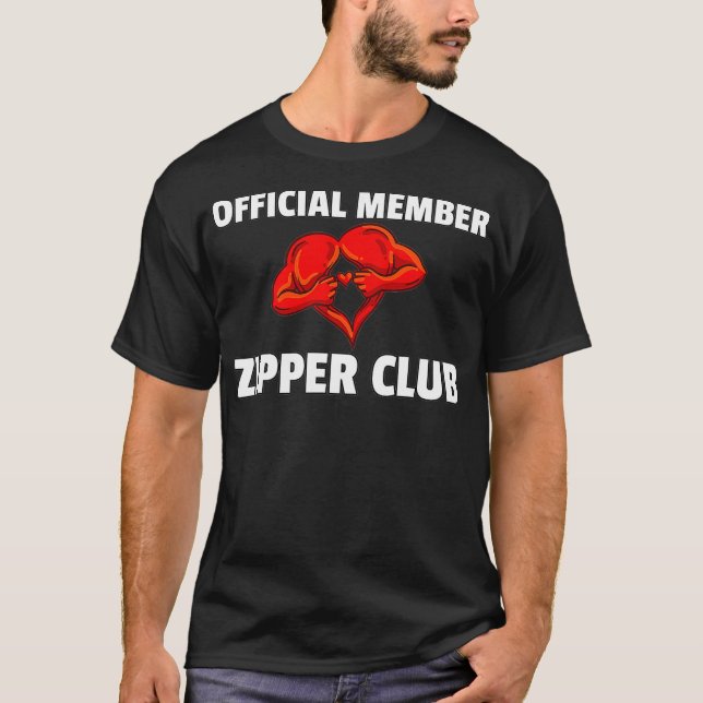 Zipper Club Open Heart Surgery Survivor Gift Bypas T Shirt (Framsida)