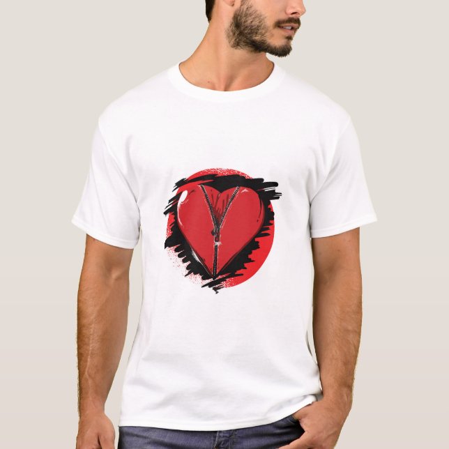 Zipper Heart T Shirt (Framsida)