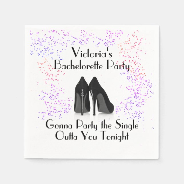 Zipper Heels Bachelorette Party Napkins Pappersservett (Framsidan)