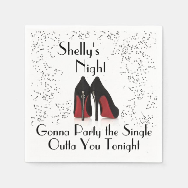 Zipper Heels Bachelorette Party Single Out Napkins Pappersservett (Framsidan)
