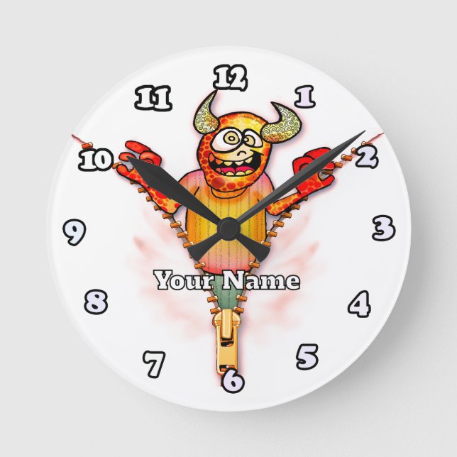 Zipper Monster Rund Klocka (Framsida)