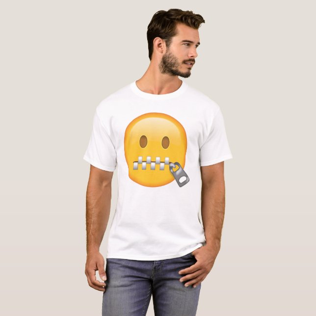 Zipper-Mouth Ansikte - Emoji T Shirt (Hel framsida)