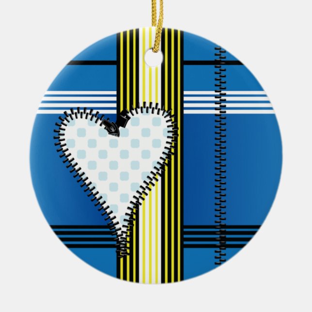 Zipper Outabled Heart Julgransprydnad Keramik (Framsidan)