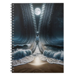 Zipper Unzipping Moonlit Ocean Anteckningsbok