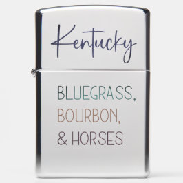 Zippo Lighter - Kentucky Bluewn, Bourbon, Horse