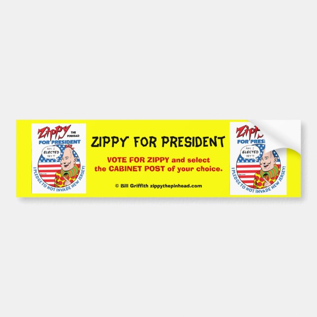 Zippy för president! bildekal (Framsidan)