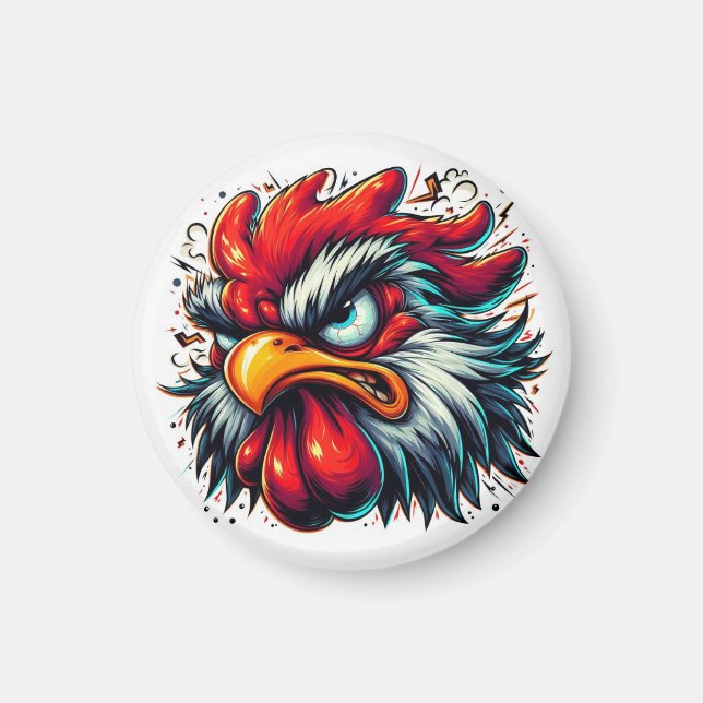 Zippy the Vivid Rooster Magnet (Framsidan)