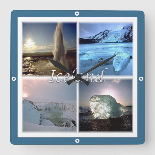 zIS002-ISLAND Fyrkantig Klocka (Framsida)