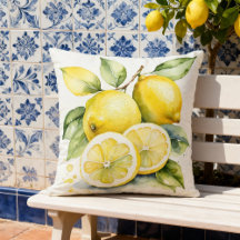 Zitronen - Aquarell-Design | Kissen