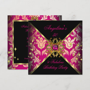 ZIZZAGO DESIGN Fantastiska 50 Rosa Guld Damask Fes Inbjudningar