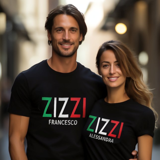Zizzi Moster Auntie farbror Italienska Sicilianska T Shirt (Zizzi (Italian term of affection for either "Aunt" or "Uncle")
Italian Flag Font Black Tee)