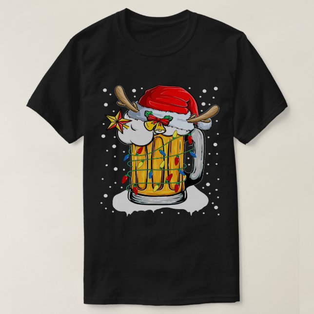 zjbR Beer Mugg Reindeer jul Party God jul T Shirt (Design framsida)