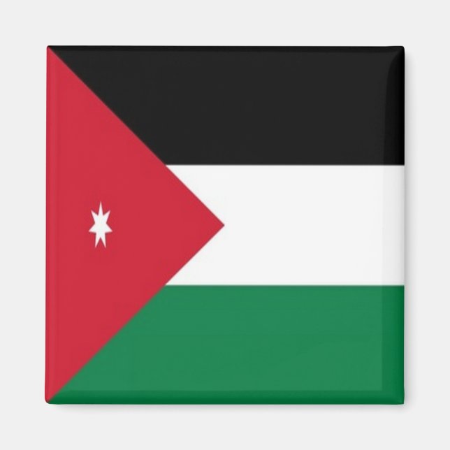 zJO001 Jordanska FLAGGA Jordanien, Fridge Magnet (Framsidan)