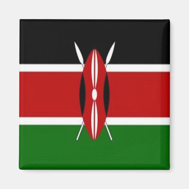 zKE001 KENYA-FLAGGA, Afrika, Fridge Magnet (Framsidan)