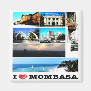 zKE014 MOMBASA I Kärlek, Mosaic, Kenya, Fridge Magnet