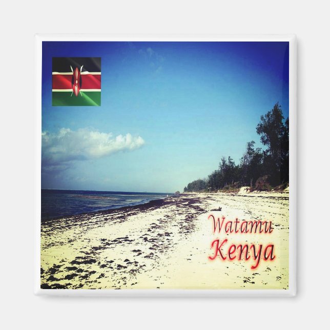 zKE025 KENYA, Watamu Beach, Afrika, Fridge Magnet (Framsidan)