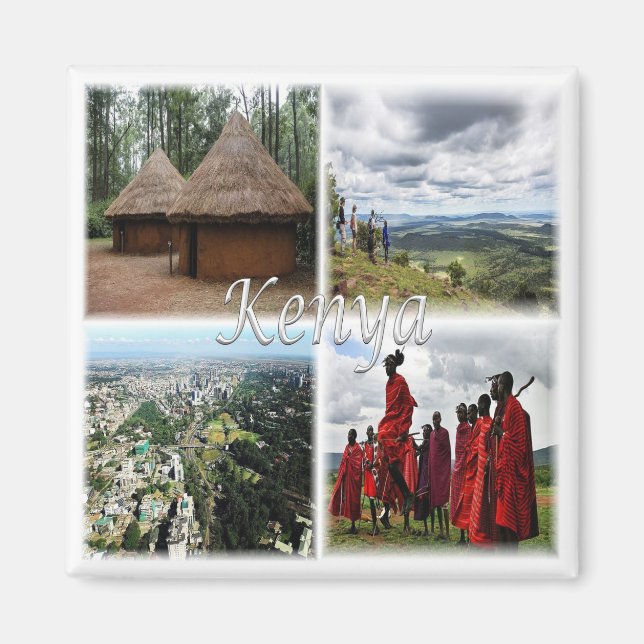 zKE031 KENYA, Mosaic, Afrika, Fridge Magnet (Framsidan)