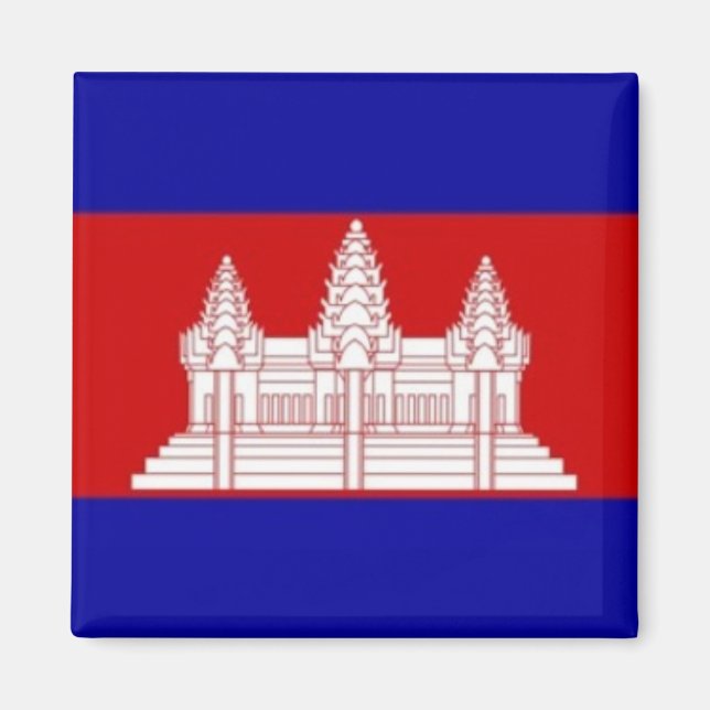 zKH001 Kambodjanska FLAGGA, Fridge Magnet (Framsidan)