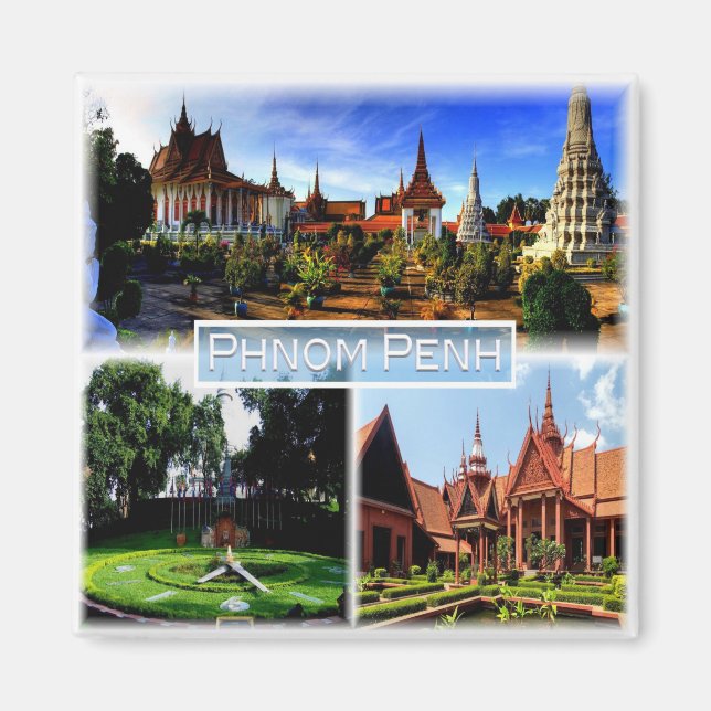 zKH003 PHNOM PENH, Silver Pagoda, Kambodja, Fridge Magnet (Framsidan)