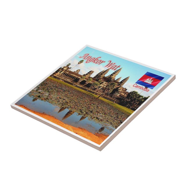 zKH005 ANGKOR WAT, Kambodja, Asien, Kakelplatta (Sidan)