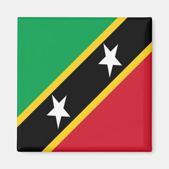 zKN001 SAINT KITTS and NEVIS, FLAGGA, Amerika,Frid Magnet (Framsidan)