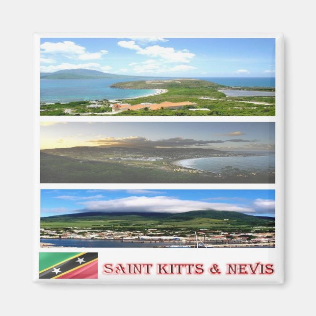 zKN003 SAINT KITTS NEVIS, Mosaic, Amerika, Fridge Magnet (Framsidan)