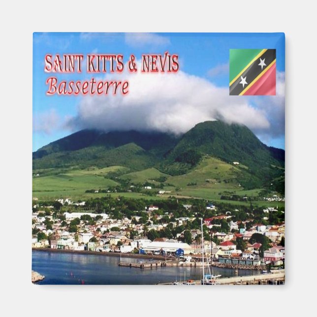 zKN004 SAINT KITTS NEVIS, Basseterre, Fridge Magnet (Framsidan)