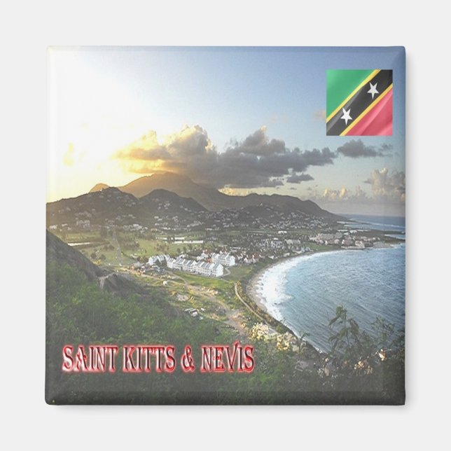 zKN005 SAINT KITTS NEVIS, Frigate Bay, Fridge Magnet (Framsidan)