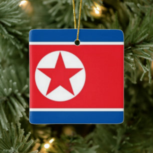 zKP001 Nordkoreas FLAGGA Nordkorea, Julgransprydnad Keramik