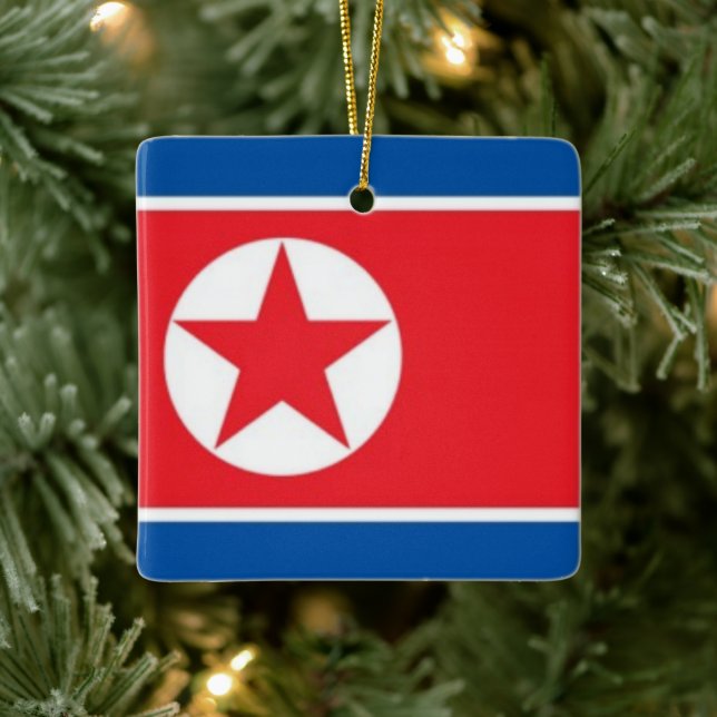 zKP001 Nordkoreas FLAGGA Nordkorea, Julgransprydnad Keramik (Träd)