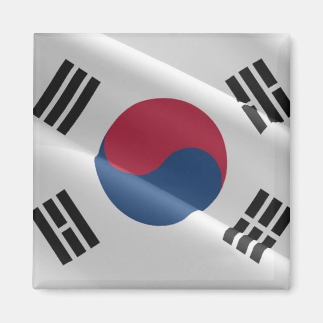 zKR002 Sydkoreas viftande FLAGGA Sydkoreas Fridge Magnet (Framsidan)