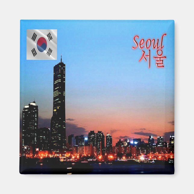 zKR005 SEOUL vid natten, Sydkorea, Asien, Fridge Magnet (Framsidan)