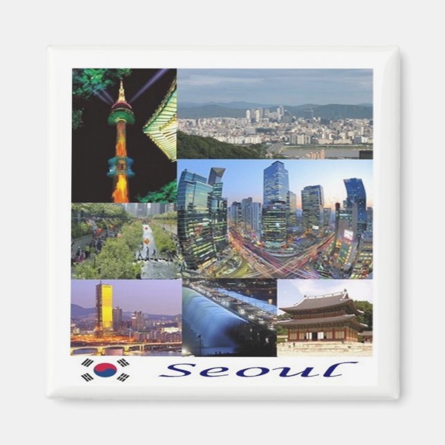 zKR008 SEOUL mosaic, Sydkorea, Asien, Fridge Magnet (Framsidan)