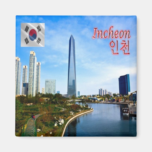 zKR010 INCHEON, Sydkorea, Asien, Frankrike Magnet (Framsidan)