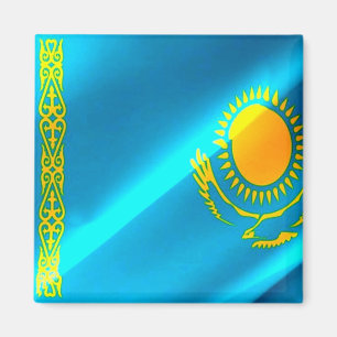zKZ002 Kazakstans väv FLAGGA Kazakstan, Fridge Magnet