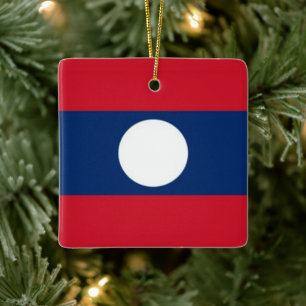 zLA001 FLAGGA LAOS, Julgransprydnad Keramik