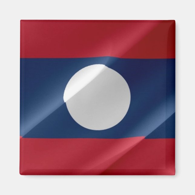 zLA002-wave-FLAGGA-LAOS, Fridge-magnet Magnet (Framsidan)