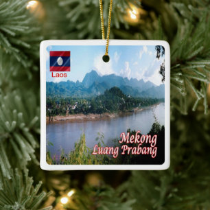 zLA006 LUANG PRABANG Mekong, Laos, Asien, Fridge Julgransprydnad Keramik